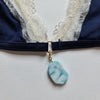 interchangeable larimar crystal, semi-precious stone or pendant. attached to the centre of your bralette